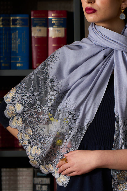 Dainty Petals Wool Silk Stole